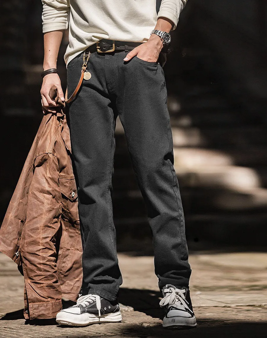 Tooling American Retro Mid Waist Washed Tough Guy Denim Men's Jeans