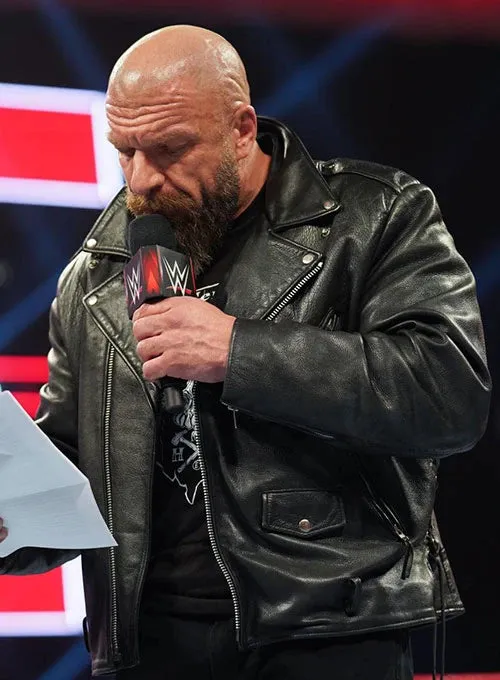 TRIPLE H LEATHER JACKET | MEN CELEBRITY LEATHER JACKET BY THE JACKET SELLER