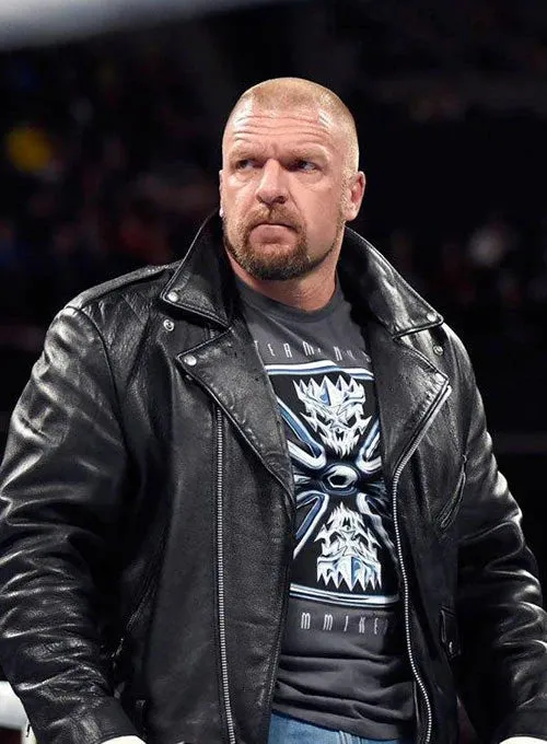 TRIPLE H LEATHER JACKET | MEN CELEBRITY LEATHER JACKET BY THE JACKET SELLER