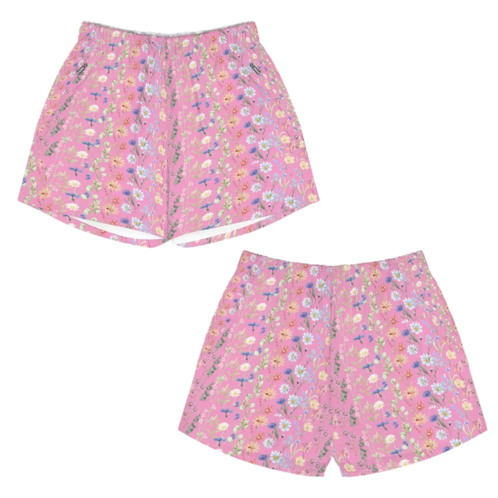 Wildflowers Painted Pink Zip Pocket Shorts up to 5 XL (FWS)