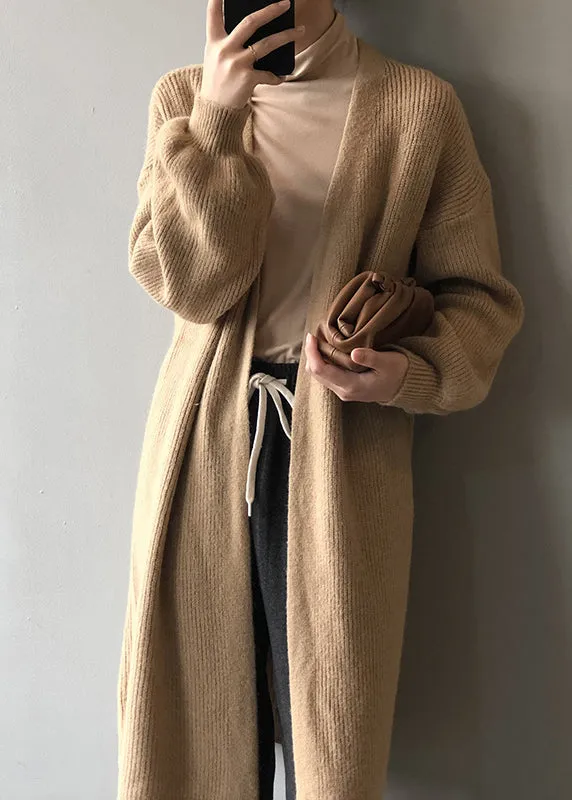 Women Versatile Camel Cozy Long Knit Cardigans Fall WD022