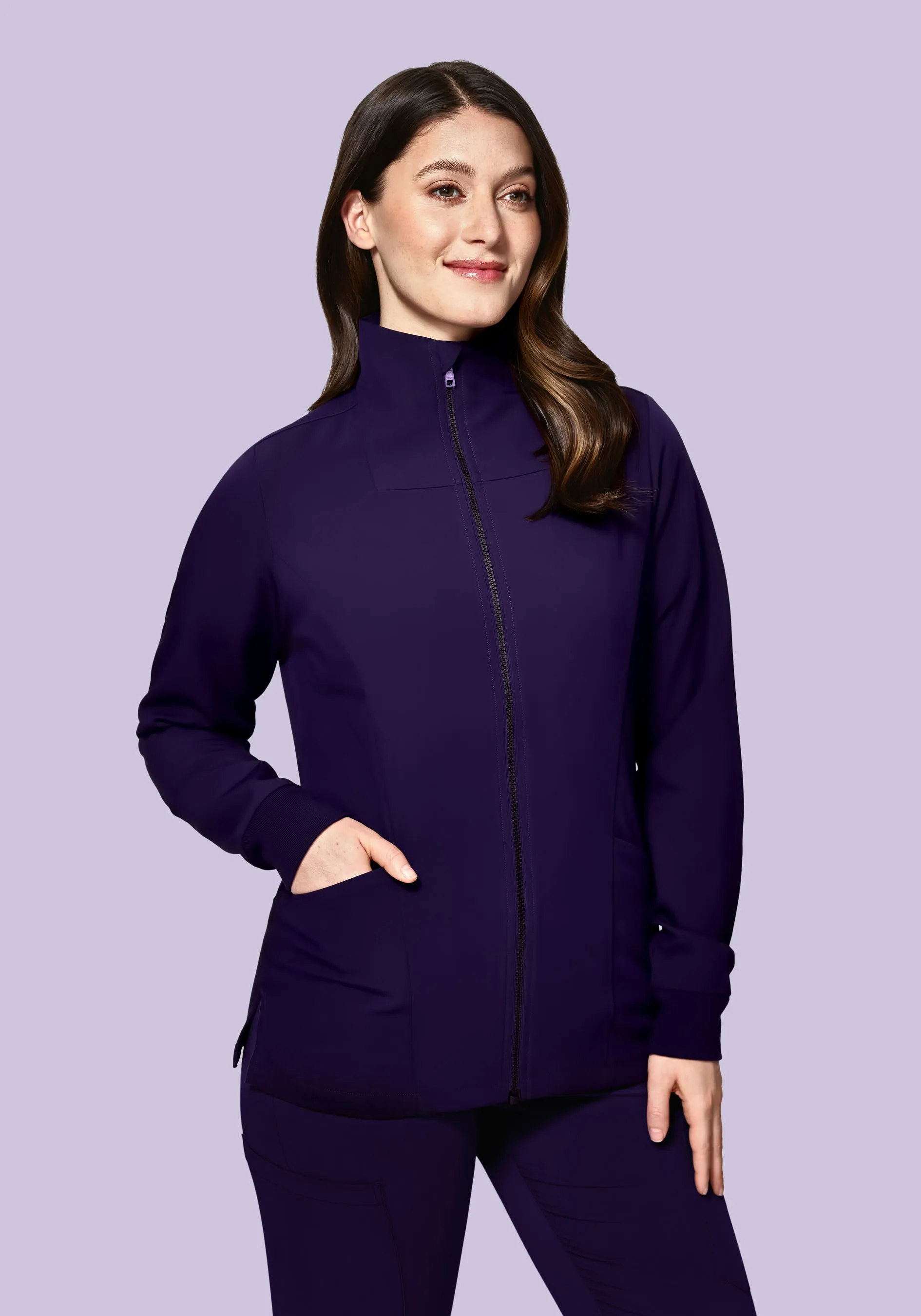 Women's Modern Scrub Jacket Eggplant