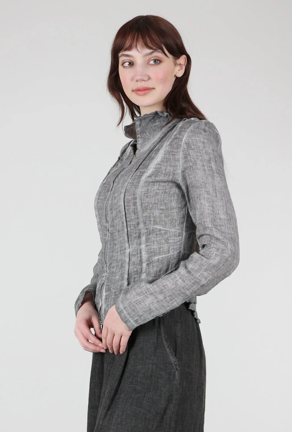 Zip Linen Jacket, SW Fossil